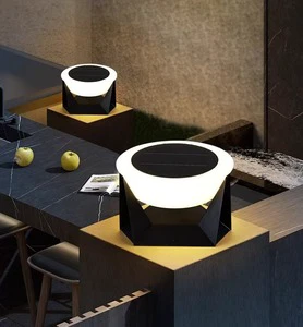 Simple Style Modern IP65 Outdoor Solar Column Lamps Stainless Steel LED Light for Garden Fence Gate Cap Patio Decor Waterproof