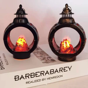 Decoration Night Light Round Bonfire Wind Lamp Atmosphere Decorative Item LED Small Wind Lamp
