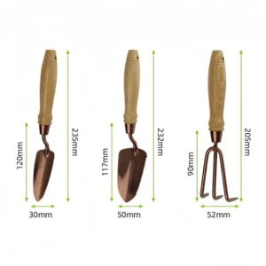 High Quality Portable Stainless Steel Wooden Handle 3-Piece Garden Tool Set for Planting
