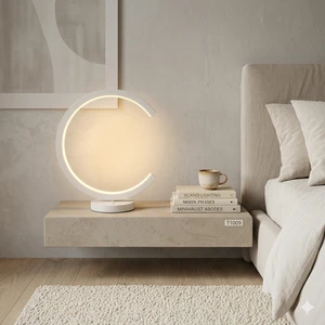 Minimalist LED Table Lamp Warm White Touch Control Round Plastic Body T1009 for Bedroom Decorative Lighting