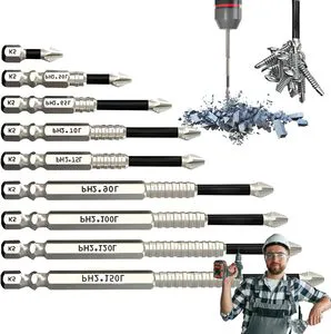 K5 High-Performance 10pcs Industrial Magnetic Screwdriver Bits TS2 Material Anti-Slip Long Drill Double Slot Non-Slip OEM