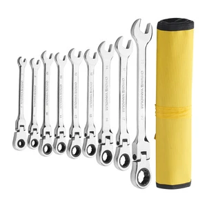 Xiaoyi Professional Grade Ratchet Wrench Set 9-Piece CRV Industrial Chrome-Plated Auto Repair Combination Spanner with OEM