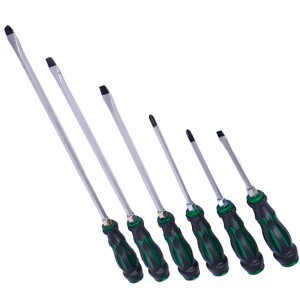 Hot Sale Industrial & DIY Chrome Green Octopus Handle CRV Steel Flat Blade Magnetic Screwdriver Auto Repair Tool
