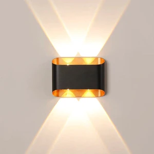 New Design 2W 4W 6W 8W Outdoor Aluminum Polycarbonate Waterproof LED Wall Light Gold Finish Rectangular Shape 3-Year Warranty