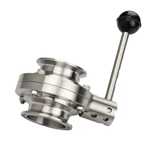 Stainless Steel Quick-Release Butterfly Valve Dust Valve Manual Clamp Industrial Use Water Food Hygiene Pharmaceutical Oil Room