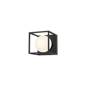 One Light Wall Mount Vanity Lamp square Frame Geometric Opal Glass Shade Modern Home Design Wall Sconce E26 Medium Base