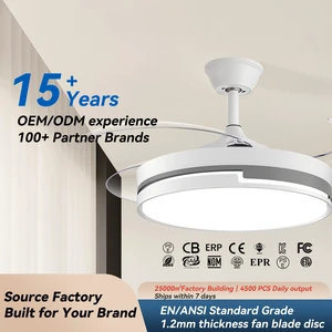 Invisible 36 Inch White Led Modern Bedroom Luxury New Ceiling Light with Fan Led Remote Control Metal Ceiling Fans with Light
