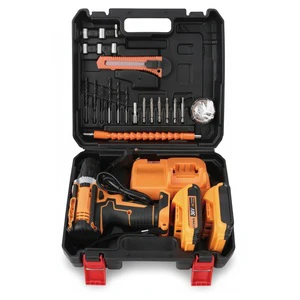 22PCS Carbon Steel Battery Powered Drill Kit with Bit Accessories OEM Home Maintenance Tools in Hard Carry Case