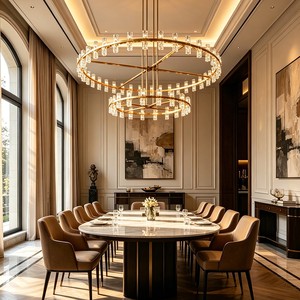 Factory Custom Modern Luxury Gold Ring Crystal Chandelier Ceiling Light For Hotel Restaurant Dining Room