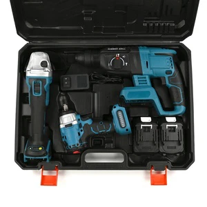 Brushless Multi-Tool 3-Piece Combo Kit 21V Max Cordless Drill Rotary Hammer and Angle Grinder Set