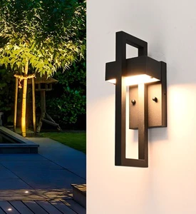 Modern Waterproof Led Wall Lamp Outdoor Ip65 Corridor Black Garden Lights18W for Porch
