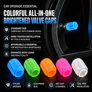 Universal Glow In The Dark Tire Valve Caps ABS Luminous Tyre Valve Stem Covers Dustproof For Cars Bikes Motorcycles Wheels