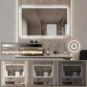 Smart Mirror LED Lighted Vanity for Bathroom Wall-mounted Modern Style Touch/Sensor Switch for Hotel Bathrooms Salons Gym Villa