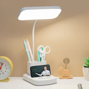 Modern LED Desk Lamp with Pen Holder, USB Rechargeable Desk Lamp, Built-in Rechargeable Battery, Touch-controlled Night Light.