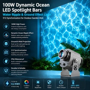 IP65 Waterproof LED Ocean Wave Projector Light Gobo Water Ripple Spotlight DMX512 Outdoor Wall Ground Effect Lighting Garden AC