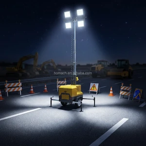 7M High 400W*4 LED Diesel 360Rotating IP66 Portable Mobile Light Tower 60kva Lighting Plant For Mining Construction Site Deposit
