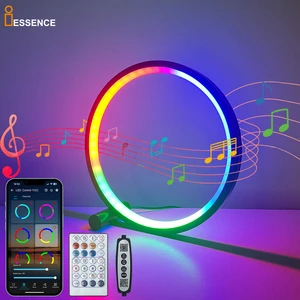 Smart RGB Ring Wireless Desk Lamp Music Ambient LED Light for Room Decor Cool Lamp Color Changing Modern USB Table Lamp