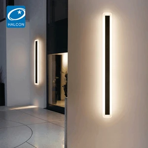Black Modern Outdoor Ip65 Waterproof Garden Lighting Linear Wall Light Surface Mounted 7w 13w 15w 24w 30w 45w 50w Led Wall Lamp