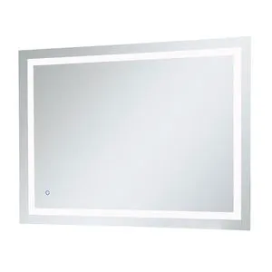 Dimmable Rectangle Fog Free Silver LED Mirror Glossy White Lighted Wall Framed Dimmable Lighted Bathroom Vanity Mirror