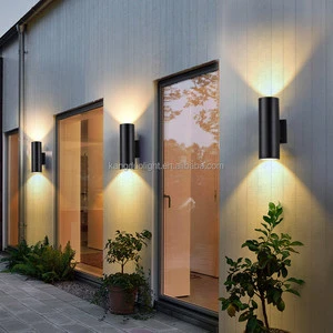LED Cylinder Wall Lamp Double-Head Waterproof Aluminum Alloy Wall-Mounted Garden Exterior Villa Pillars Spotlights 6W 3-Year
