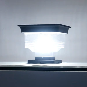 Modern Square LED Solar Pillar Light IP65 Waterproof Post Mount Outdoor Column Lamp for Gate Courtyard Villa Fence Lighting