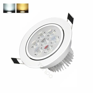 LED Ceiling Light Bulb 7W Recessed Downlight 110V - 220V Spotlight Lamp Round Down Light with Driver, 3000-6500K, Cut-out 90mm