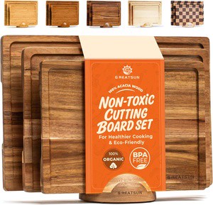 Professional Bulk Eco-Friendly 3-Piece Wood Anti-Slip Cutting Board Set With Holder For Kitchen Tools