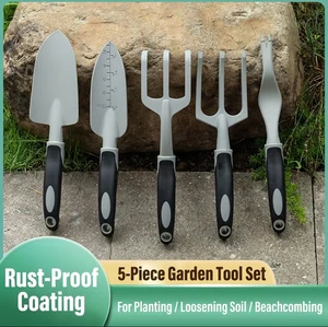 Premium 5pcs Matte Magnesium Aluminum Alloy Garden Tool Set, Lightweight Hand Tools Gift Kit for Professional Gardener
