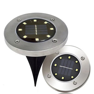 Outdoor 8 LED Ground Light Stainless Steel Solar Buried Underground Light