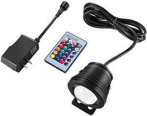 10W RGB LED Flood Light With Remote Control Waterproof Outdoor Ground LED Spotlights For Garden US Plug (DC/AC 12V) IP65 Rating
