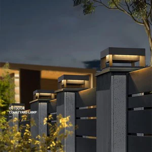 Decorative Garden Main Column Outdoor Solar LED IP65 Waterproof Stainless Steel Pillar Lights