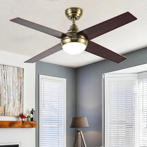 Retro Antique Style Energy Efficiency 4 Blades Commercial Ceiling Light Fans Indoor Remote Control Led Ceiling Fan
