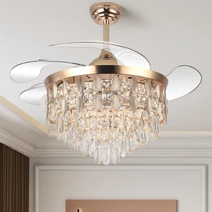 Y334 New Crystal Fan Light with Remote Control 42 Inch 110/220v Ceiling Fans with Lights Lamp Led Chandelier Fan