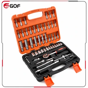 53-Piece Mechanics Tools Kit with 1/4 Inch Drive Socket Ratchet Wrench Set Storage Case Car Household Repair Custom OEM Support