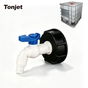 Food Grade PVC IBC Tank Tap Kit S60x6 to 3/4 Inch Ball Valve Adapter Water Tank Drain Faucet for Industrial Agriculture