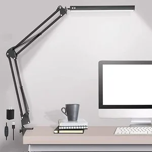 Office Work LED Desk Lamp with Clip Adjustable Metal Swing Arm Task Reading Table Light