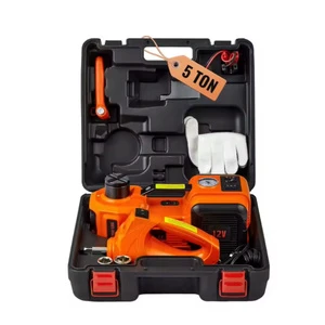 Portable Car Repair Emergency Tool Kit 5 Ton Electric Car Jack Hydraulic Auto Jack W/Impact Wrench 6.1-16.5 Inch