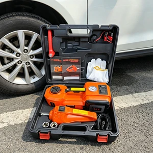 3-in-1 Hydraulic Car Jack with air Pump and LED Light DC12V Impact Wrench Electric 1-5T Car Jack With Portable Storage Box