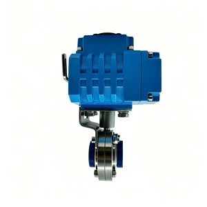 Stainless Steel Sanitary Electric Butterfly Valve with Actuator Food Grade Welded Type Hygienic Butterfly Valve for Dairy Beer
