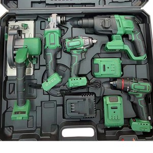 21V Cordless Brushless Multi-Purpose OEM Power Tool Set Electric Drill Saw Grinder Hammer Wrenches AA Battery Hard Case 1-Year