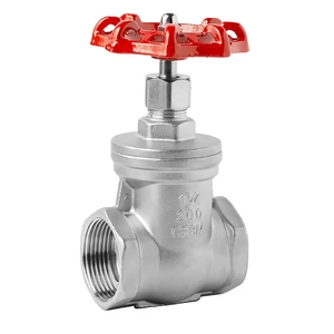 CF8M Stainless Steel Gate Valve Manual Water Shut off Valve Red Handwheel Threaded Pipe Valve 2 Inch ODM for Pipeline Use