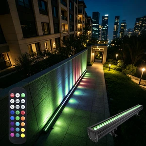 RGBW LED Wall Washer Light Bar with RF Remote 144W LED Linear Wall Washer Lights Outline Dimmable IP65 Led Building Lighting