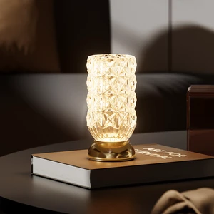 Luxury Small Night Light Table Lamp for Living Room Bedroom & Bedside Touch Control Rechargeable for Atmosphere Decoration