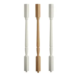 High Quality Modern Wood Poplar Baluster Spindle Stair Parts Columns Pillars Customizable Finish Eco-Friendly Balcony Villa