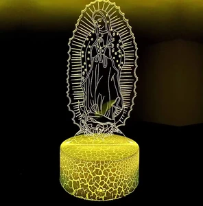 Best Selling Virgin Mary Jesus 16 Colors Crack 3D Gradient Lamp Touch & Remote Kids Home Decor Gifts Night Light