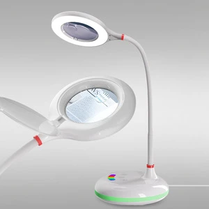 Touch Control LED Desk Lamp with Magnifier, 7-Color Adjustable Light, USB Powered for Study, Craft, and Relaxation