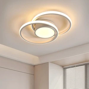 New Modern LED Ceiling Light,Flush Mount Ceiling Lights,Close to Ceiling Lights 2 Rings Round Hallway Light Fixtures for Bedroom