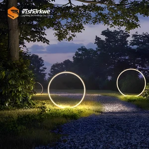 Light Luxury Circular Outdoor Lawn Lamp With Built-in Luminous Garden Landscape Lawn Lamp