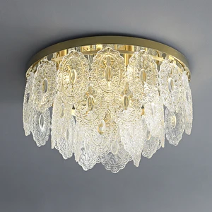 MEEROSEE Modern Antique Brass Flush Mount Ceiling Lamp Light Round Ceiling Light Fixture Led for Home 400K3237