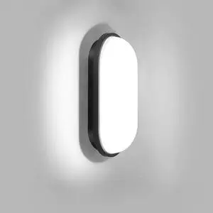IP65 Waterproof 16W Cool White 6000K LED Bulkhead Light Oval Polycarbonate for Indoor Outdoor Wall Ceiling Mount IK08 Certified